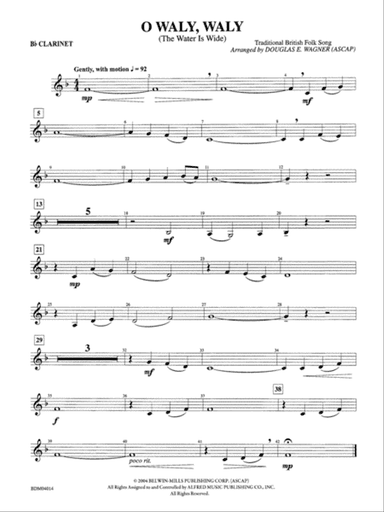 O Waly, Waly (The Water Is Wide): 1st B-flat Clarinet