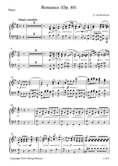 Beethoven, Two Romances Op. 40 - piano accompaniment