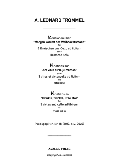 VIOLA TRIO VERSION: Variations on "Ah! vous dirai-je maman" / "Morgen kommt der Weihnachtsmann" / "T