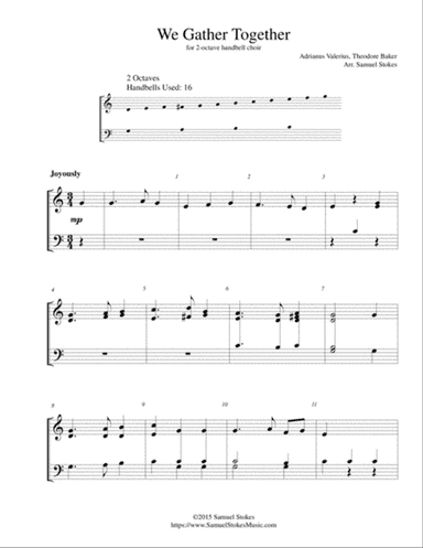 We Gather Together (The Thanksgiving Hymn) - for 2-octave handbell choir