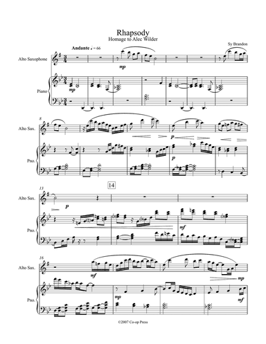 Rhapsody for Alto Saxophone and Piano