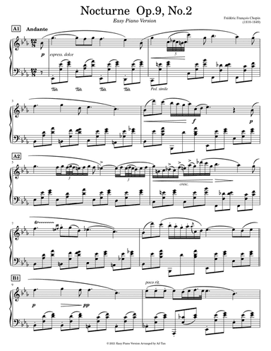 Chopin's Nocturne Op.9, No.2 (Easy Piano Version)