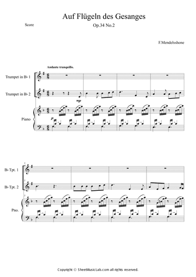 Auf Flugeln des Gesanges in F