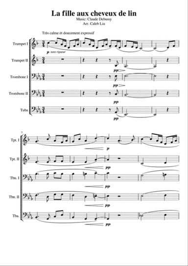 La fille aux cheveux de lin: Brass Quintet