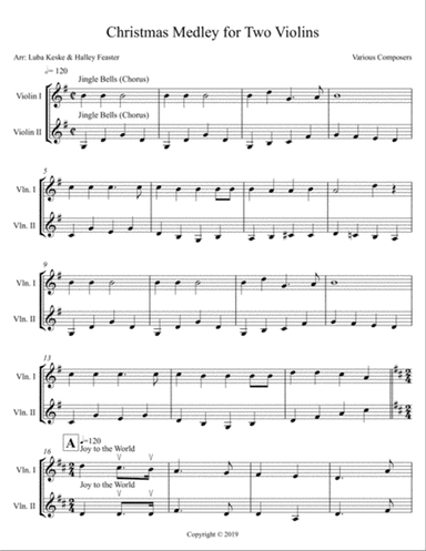 Christmas Medley for Two Violins