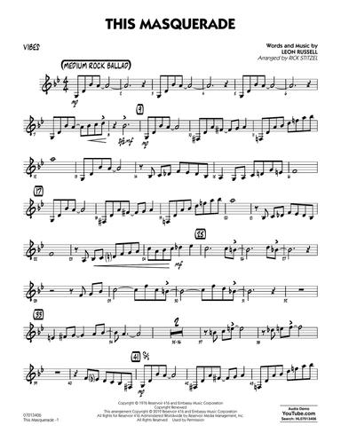 This Masquerade (arr. Rick Stitzel) - Vibes