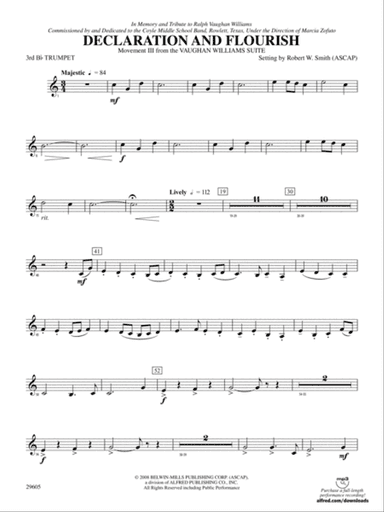 Declaration and Flourish (Movement III from the Vaughan Williams Suite): 3rd B-flat Trumpet