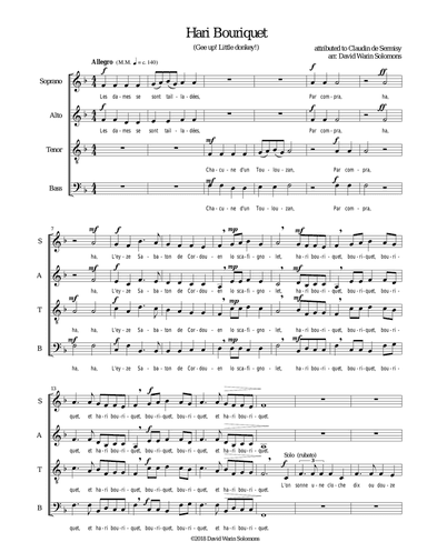 Hari Bouriquet (Gee up little donkey) (SATB madrigal)
