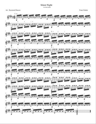 Silent Night for solo classical guitar