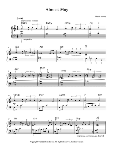 Almost May for Piano Solo