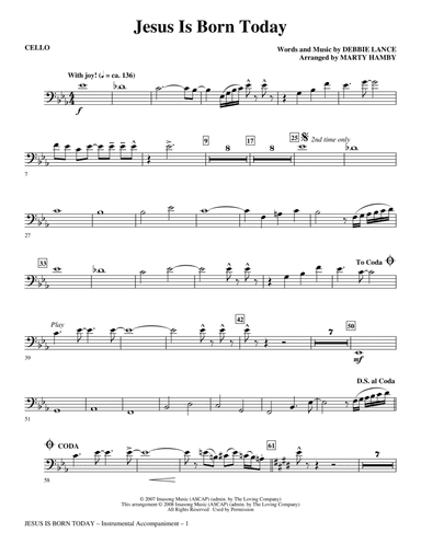 Jesus Is Born Today (arr. Marty Hamby) - Cello