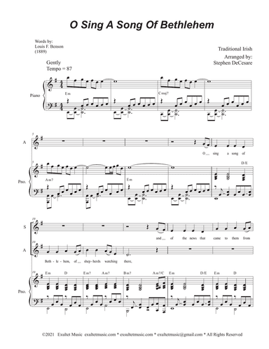 O Sing A Song Of Bethlehem (2-part choir - (SA)