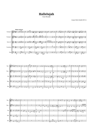 Hallelujah by Handel for Brass Quintet