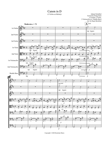 Canon in D (Pachelbel) (D) (String Octet - 3 Violin, 2 Viola, 2 Cello, 1 Bass) (3 Violin lead)