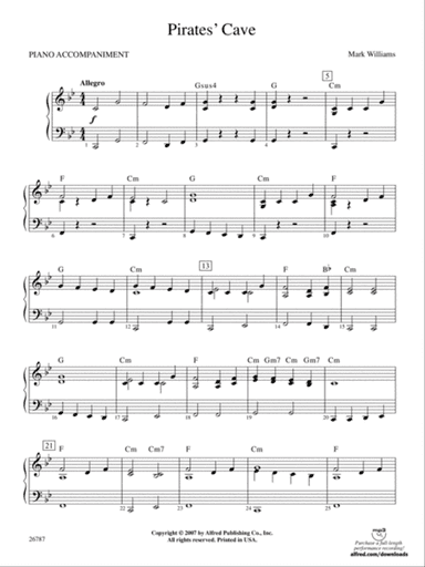 Pirates' Cave: Piano Accompaniment