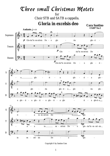 Three small Christmas motets for Choir STB and SATB a cappella