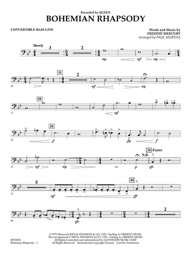 Bohemian Rhapsody (arr. Paul Murtha) - Convertible Bass Line