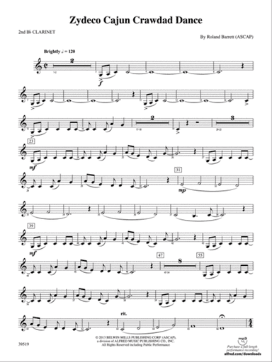 Zydeco Cajun Crawdad Dance: 2nd B-flat Clarinet