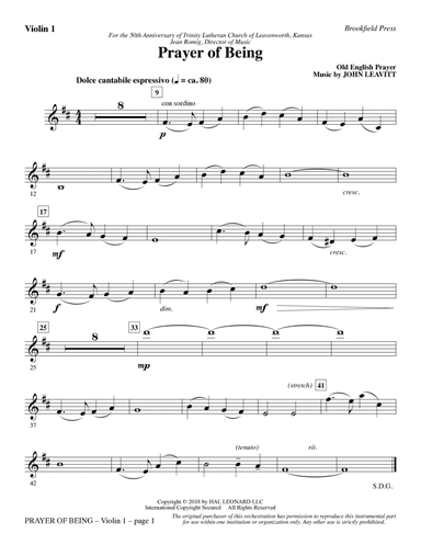 Prayer of Being - Violin 1