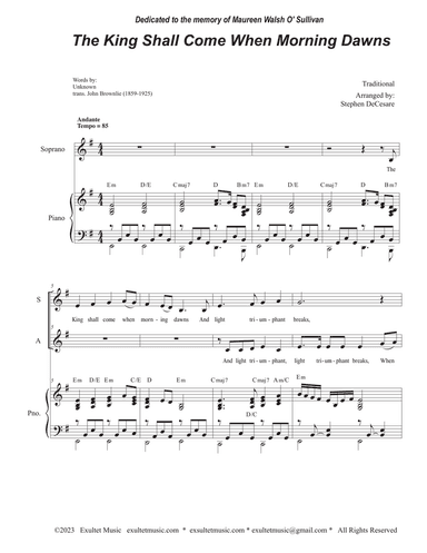 The King Shall Come When Morning Dawns (Duet for Soprano and Alto solo)