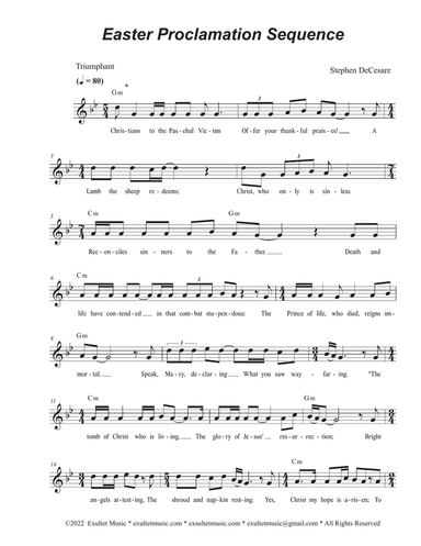 Easter Proclamation Sequence (Vocal solo - High Key)