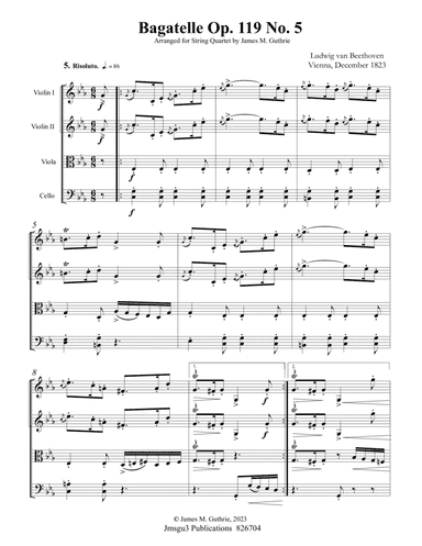 Beethoven: Bagatelle Op. 119 No. 5 for String Quartet