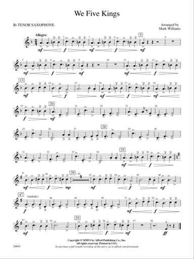We Five Kings: B-flat Tenor Saxophone