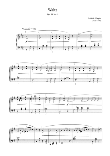 Chopin - Waltz Op. 34, No.1 (Easy piano arrangement)