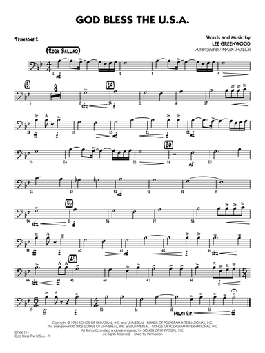 God Bless the U.S.A. (arr. Mark Taylor) - Trombone 2