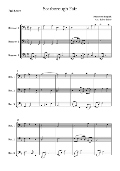 Scarborough Fair for Bassoon Trio