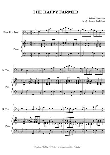 THE HAPPY FARMER - Schumann - For Bass Trombone and Piano