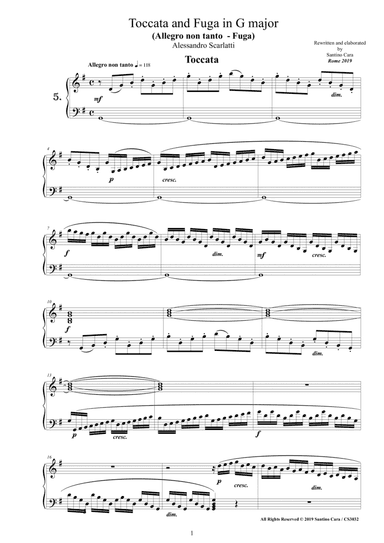 Scarlatti A - Toccata and Fugue No.5 in G major for Piano