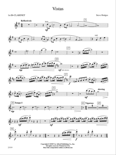 Vistas: 1st B-flat Clarinet