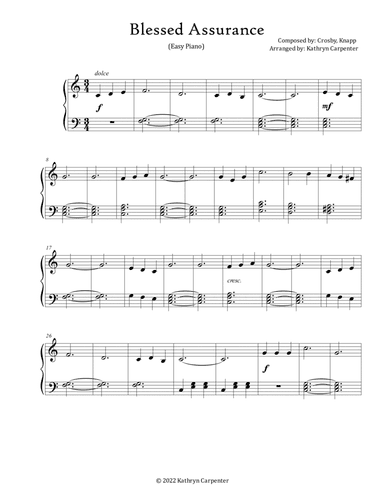 Blessed Assurance (Easy Piano)
