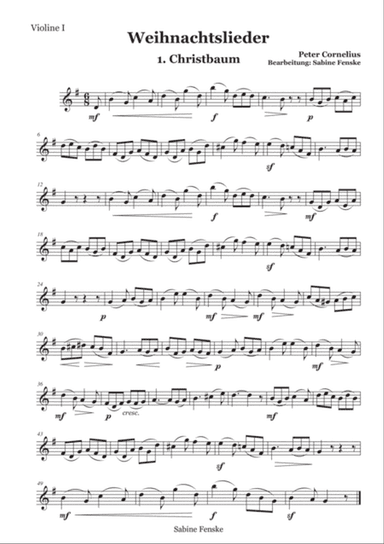 Peter Cornelius Weihnachtslieder - 1. Christbaum - Violine 1