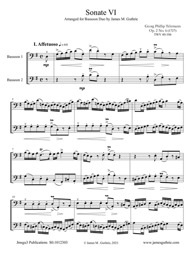 Telemann: Sonata Op. 2 No. 6 for Bassoon Duo