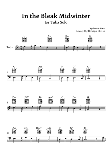 In the Bleak Midwinter (Tuba Solo) - Beginner Level