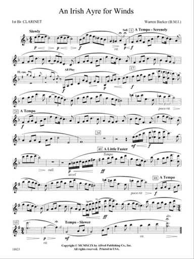 Irish Ayre for Winds: 1st B-flat Clarinet