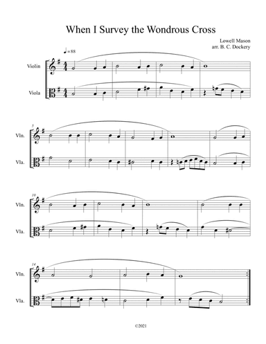 When I Survey the Wondrous Cross (Violin and Viola Duet)
