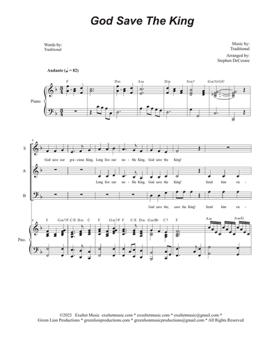 God Save The King (Vocal Trio - (SAB)
