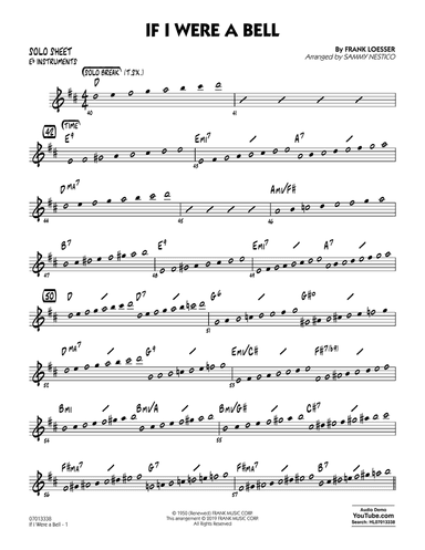 If I Were a Bell (arr. Sammy Nestico) - Eb Solo Sheet