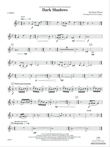 Dark Shadows (from the Original Motion Picture Soundtrack): 1st F Horn