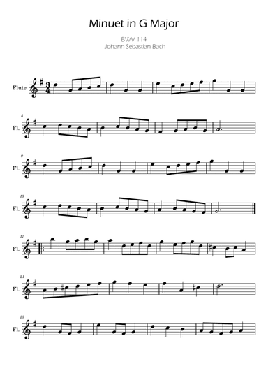 Bach Minuet in G major for Flute