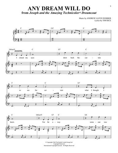Any Dream Will Do (from Joseph And The Amazing Technicolor Dreamcoat)