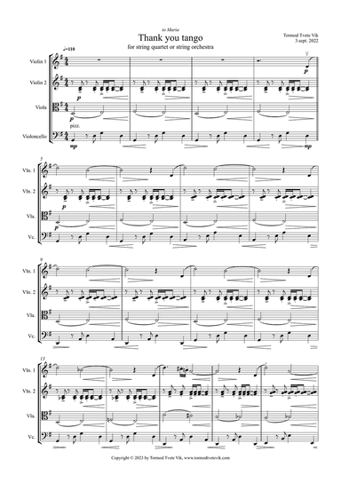 Thank you Tango for String Quartet