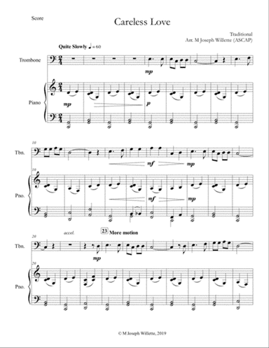 Careless Love - Trombone Solo w/ Piano