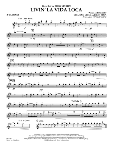 Livin' La Vida Loca (arr. John Higgins) - Bb Clarinet 1