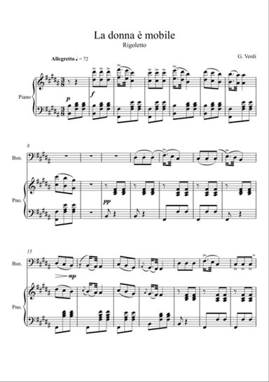Giuseppe Verdi - La donna e mobile (Rigoletto) Bassoon Solo