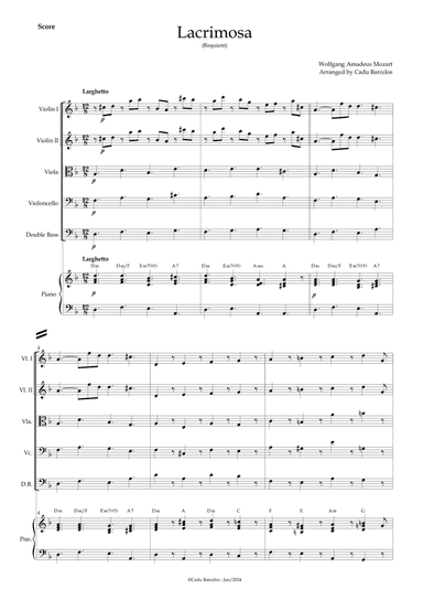Lacrimosa (Strings Quintet) Piano and chords