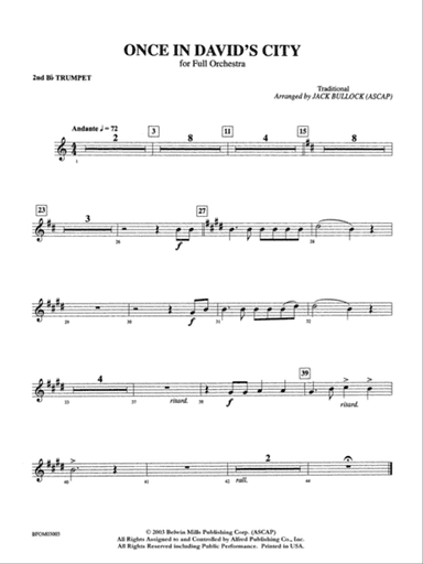 Once in David's City: 2nd B-flat Trumpet
